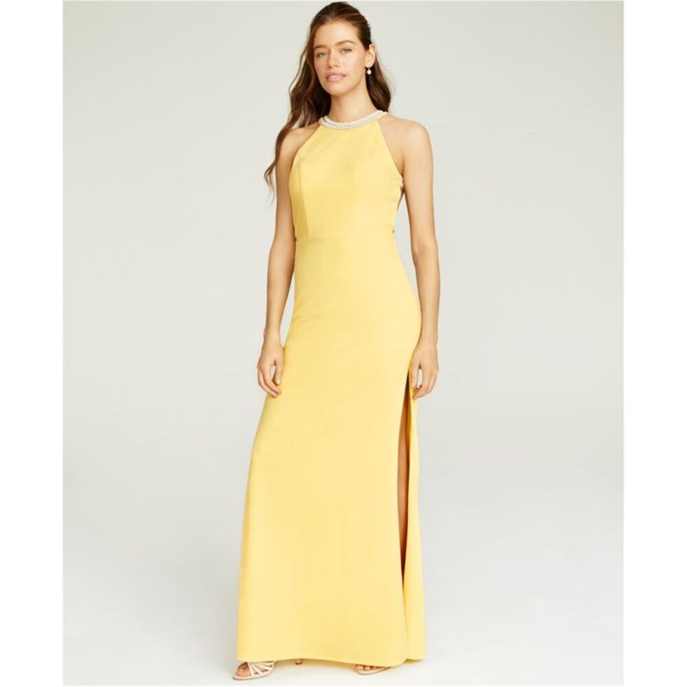 Speechless Womens Beaded Gown Dress, Yellow, Juniors, 5, DM